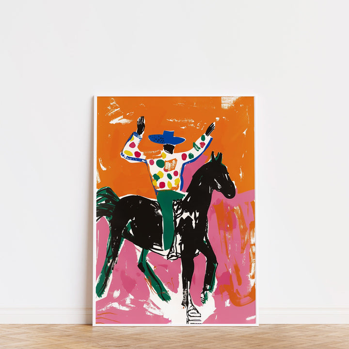 a painting of a man riding a horse