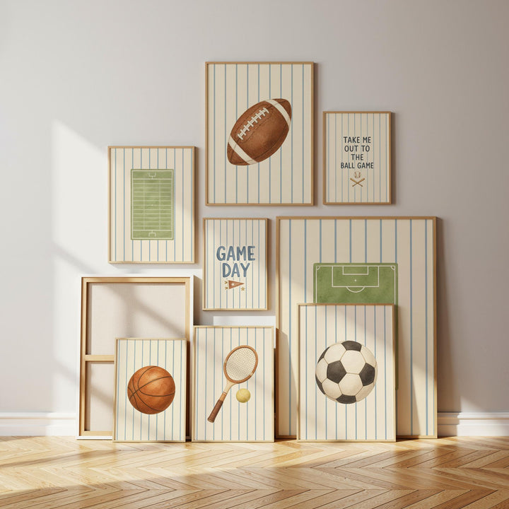 Sports Nursery Print Bundle, 13 Boys Room Wall Art Set, Game Day Prints