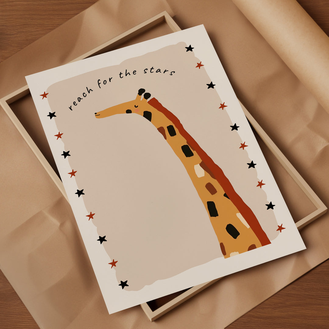 a card with a picture of a giraffe on it