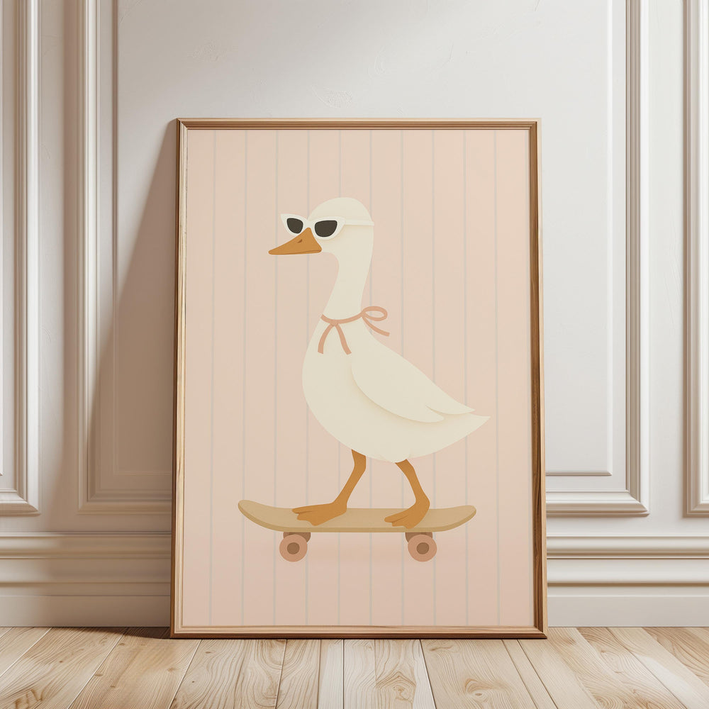 a picture of a duck on a skateboard