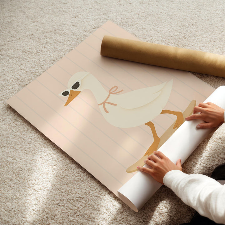 a child is drawing a duck on a piece of paper