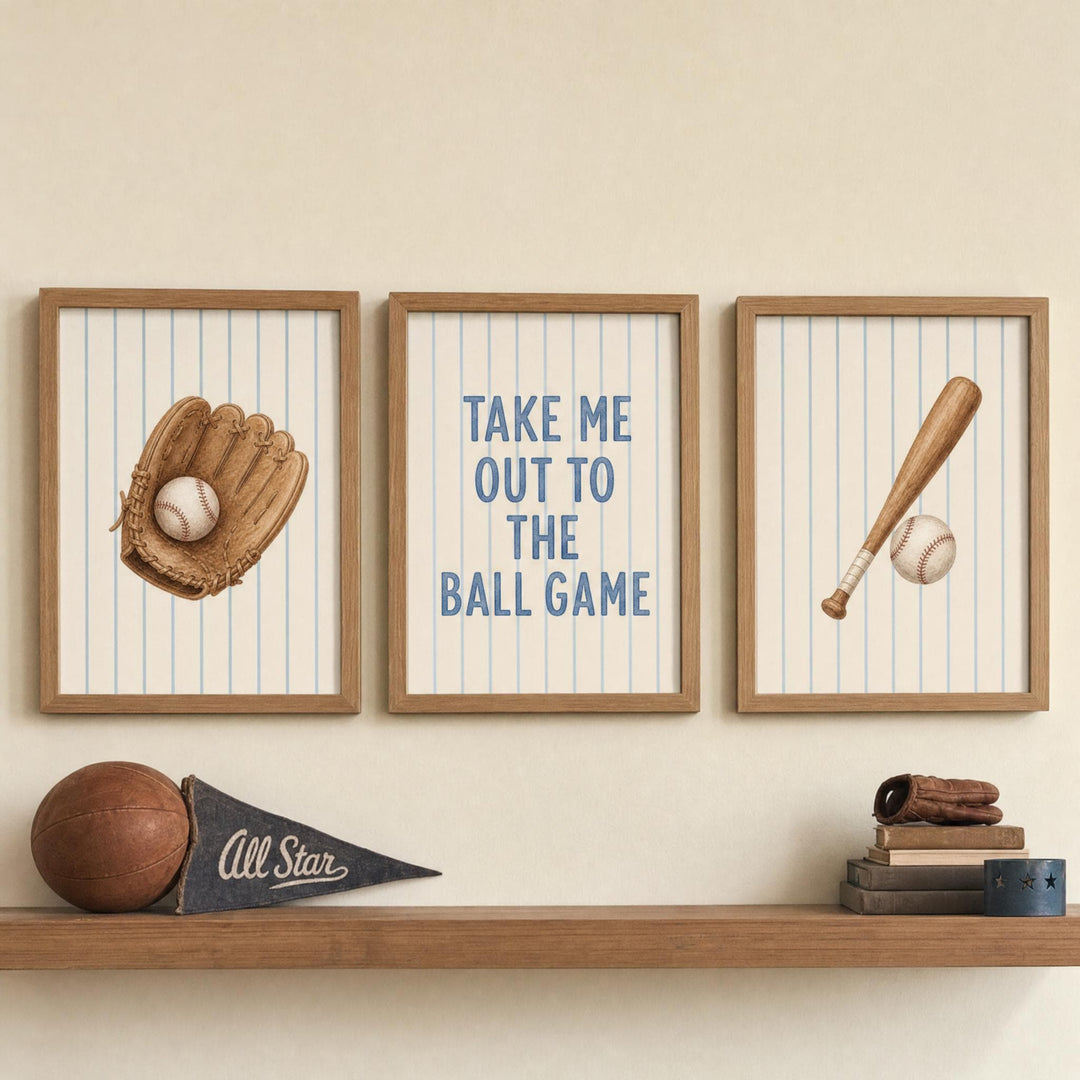 Sports Nursery Print Bundle, 13 Boys Room Wall Art Set, Game Day Prints