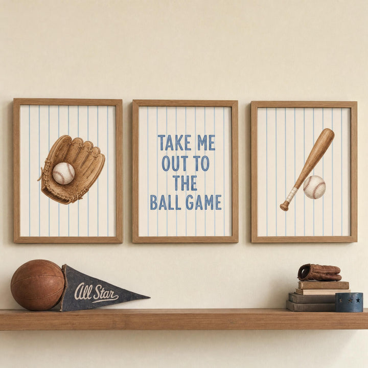 Sports Nursery Print Bundle, 13 Boys Room Wall Art Set, Game Day Prints