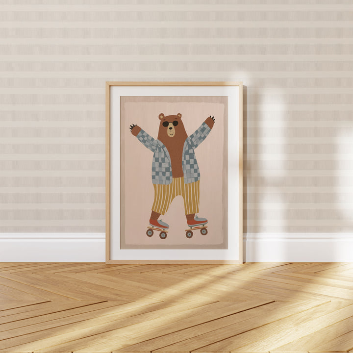 Skating Bear Print