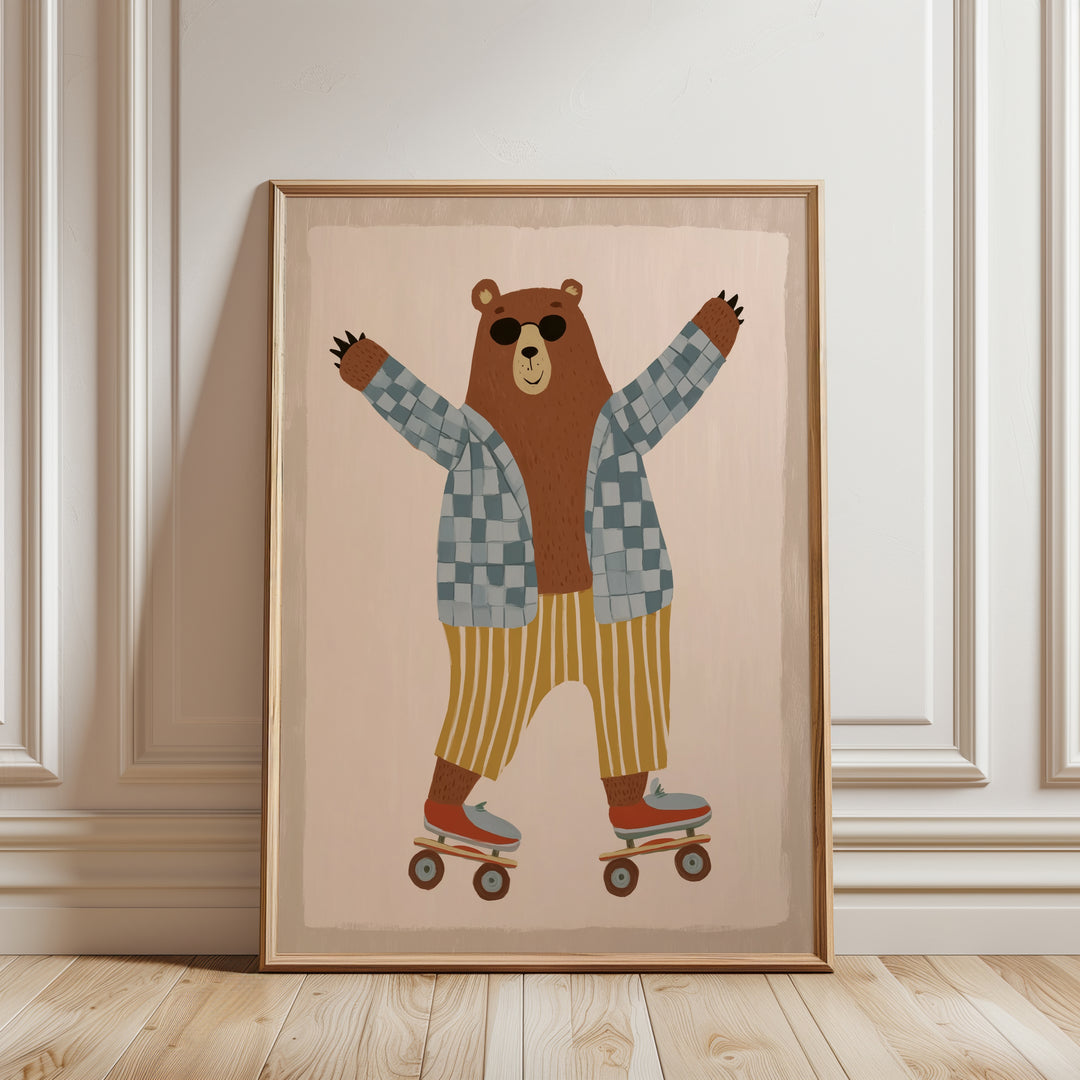 Skating Bear Print