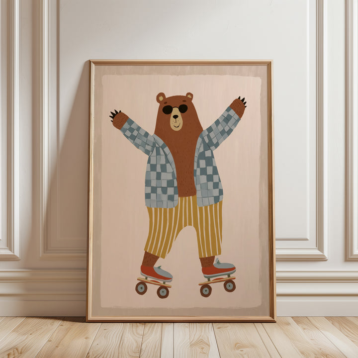 Skating Bear Print