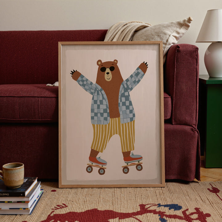 Skating Bear Print