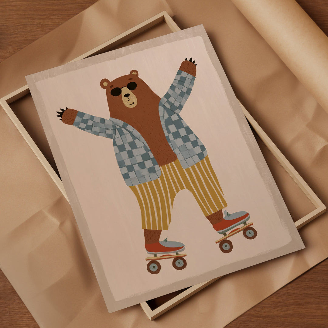 Skating Bear Print