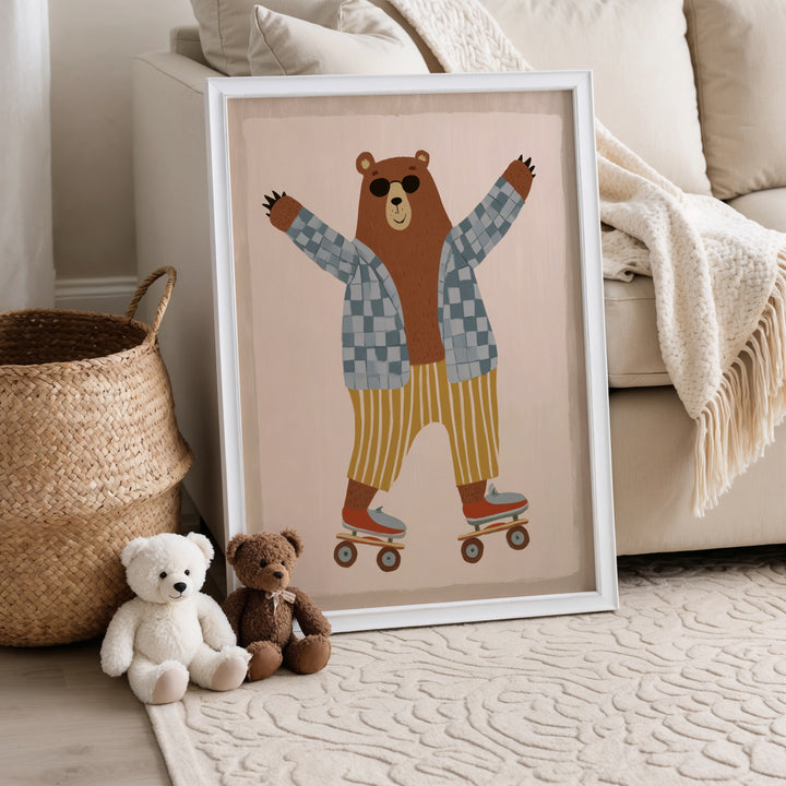 Skating Bear Print