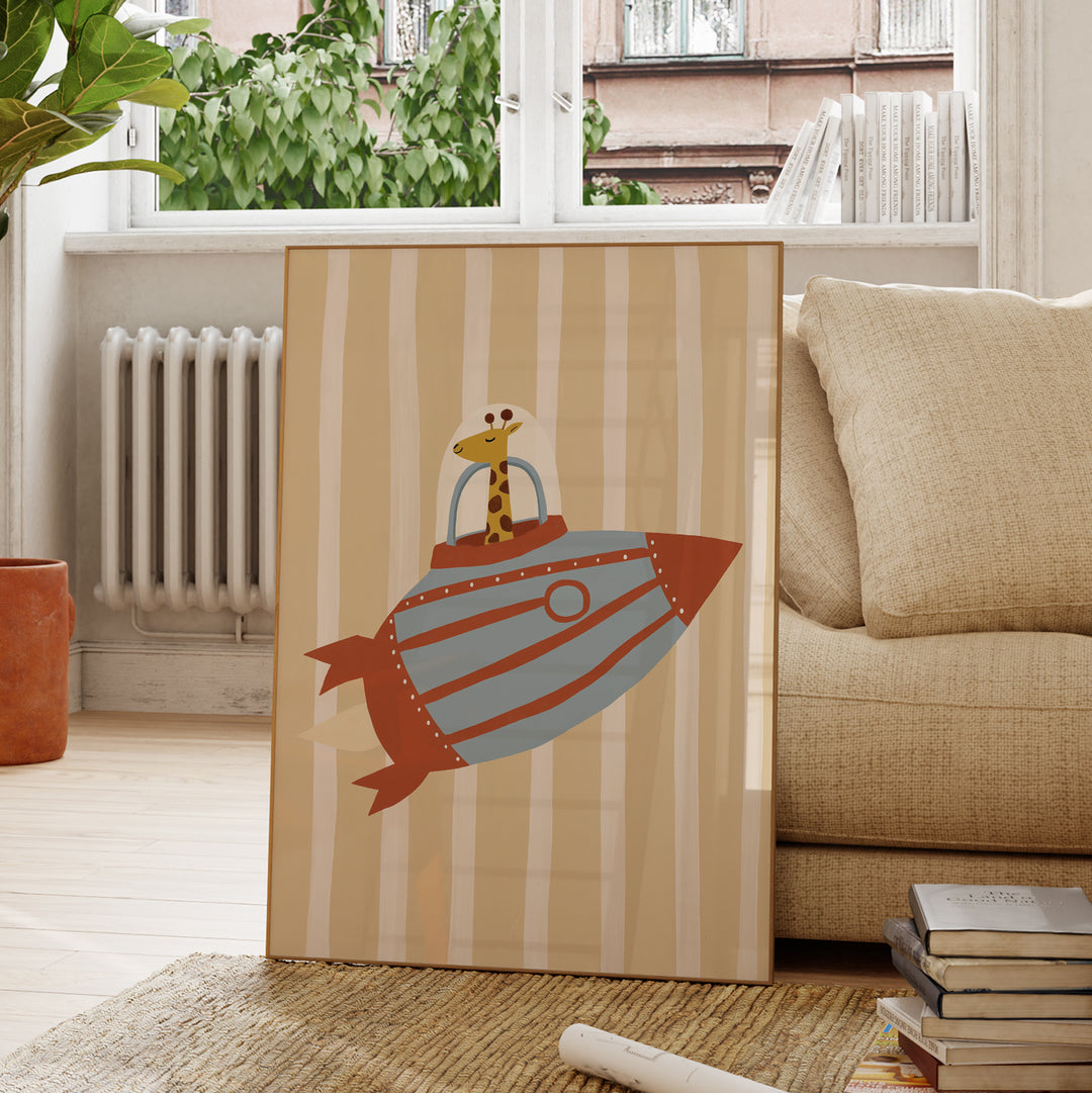 Rocket Giraffe Print