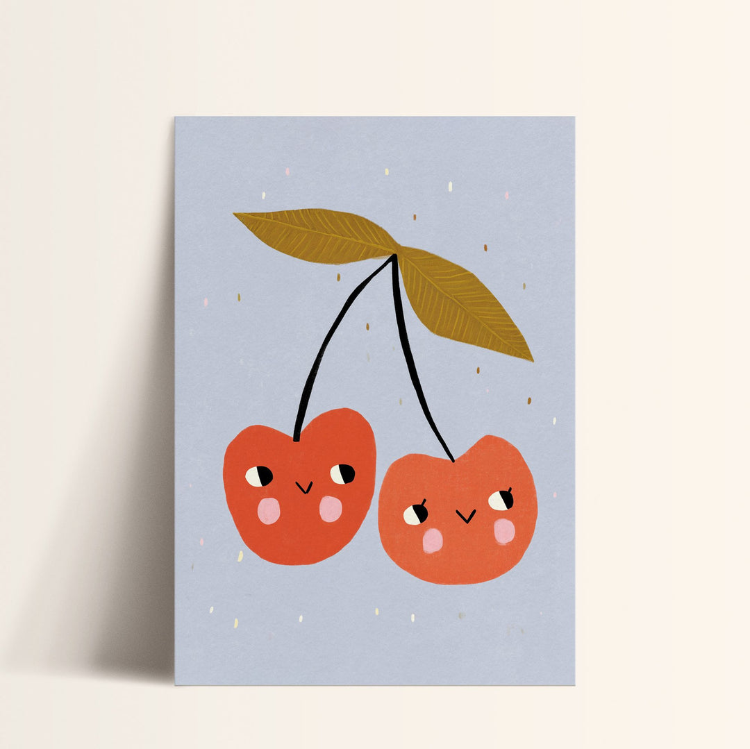 Happy Cherries Print – Blue