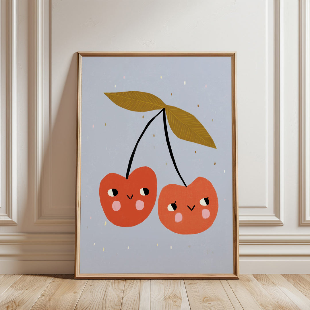 Happy Cherries Print – Blue