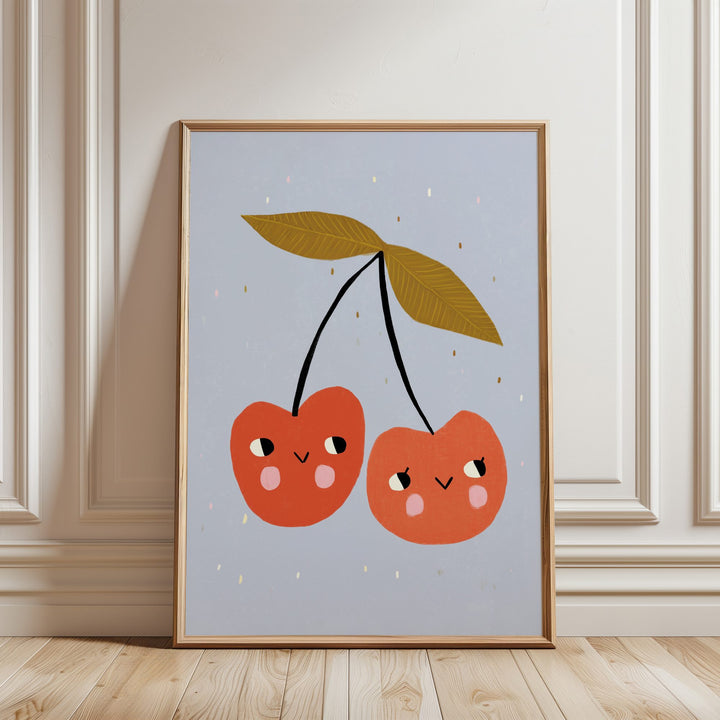 Happy Cherries Print – Blue