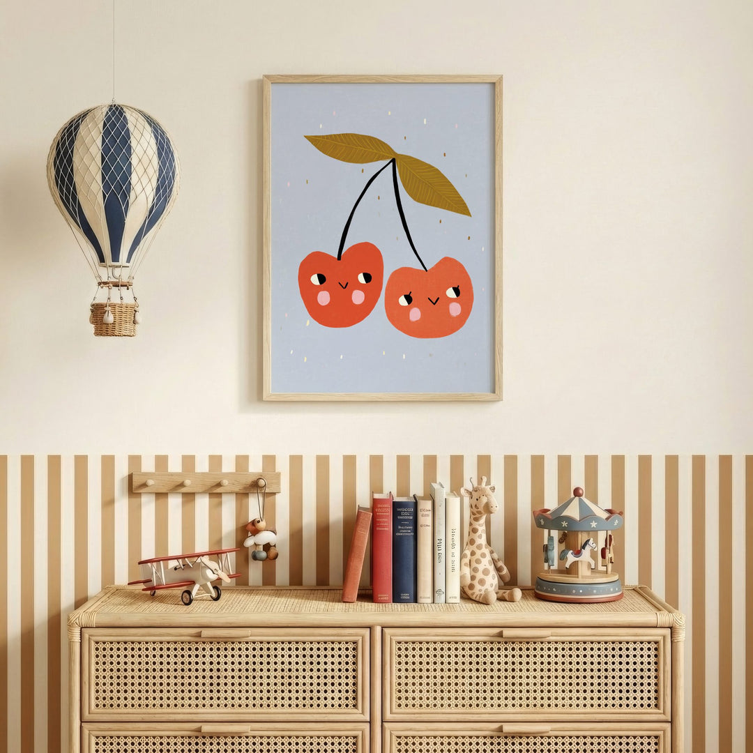 Happy Cherries Print – Blue