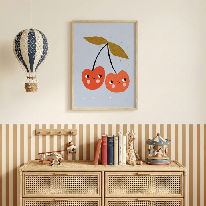 Happy Cherries Print – Blue