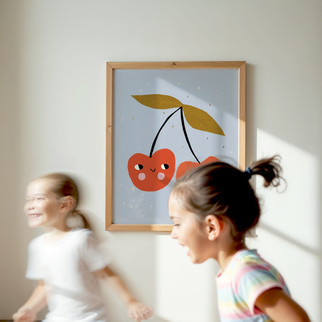 Happy Cherries Print – Blue