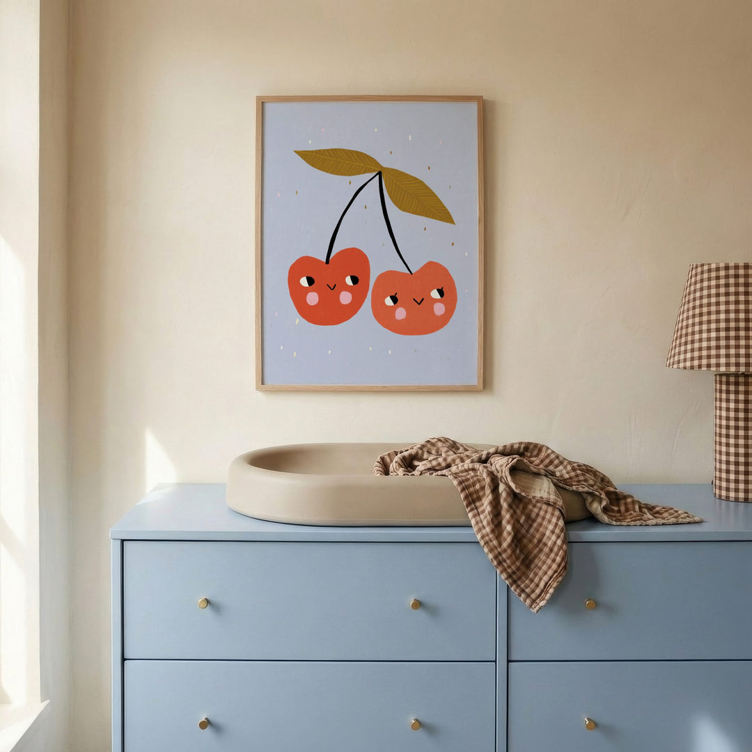 Happy Cherries Print – Blue