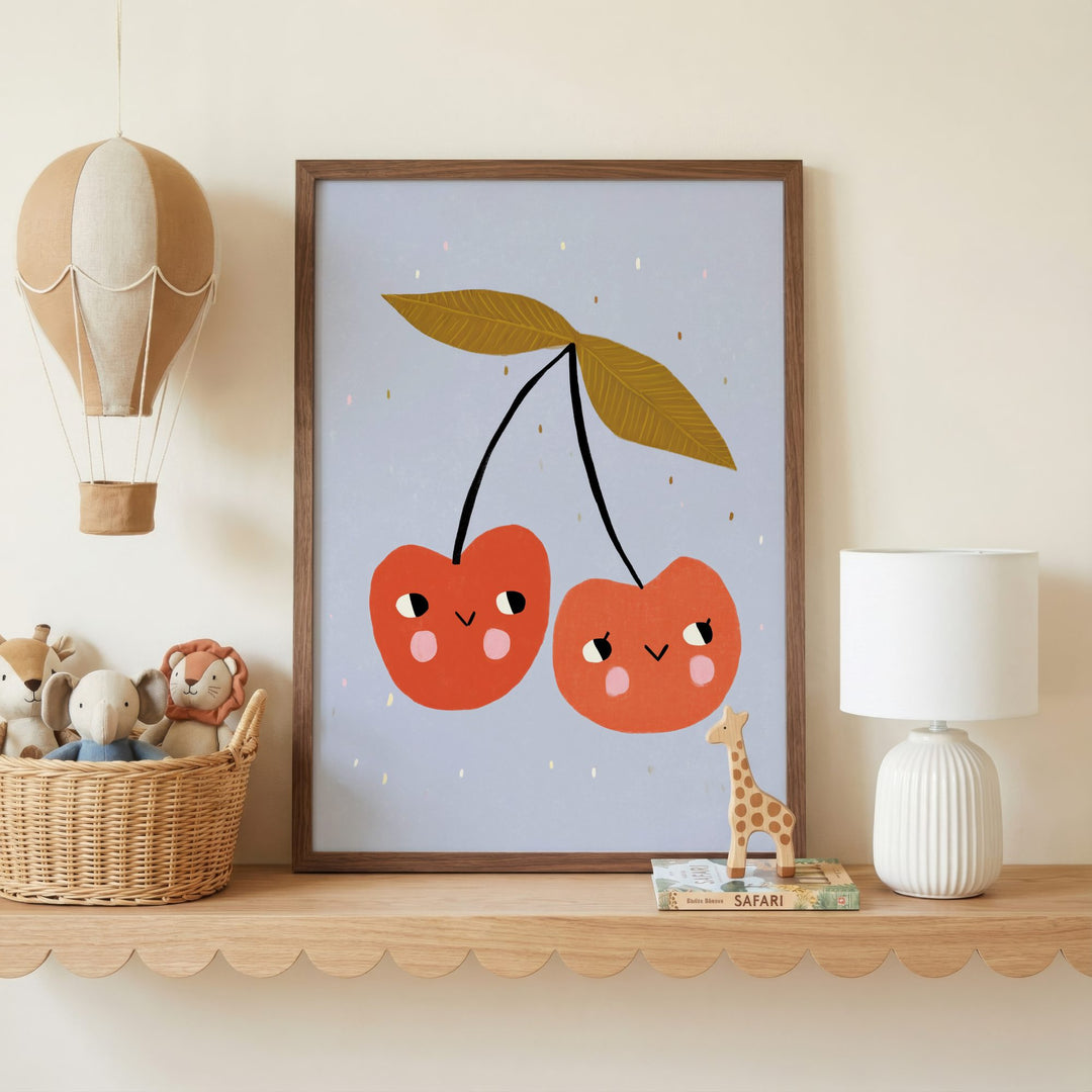 Happy Cherries Print – Blue
