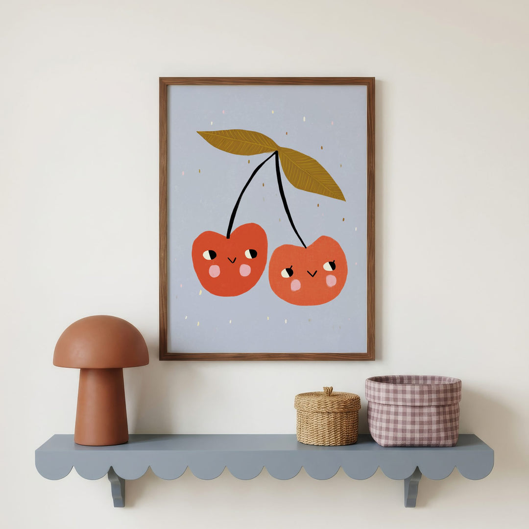 Happy Cherries Print – Blue