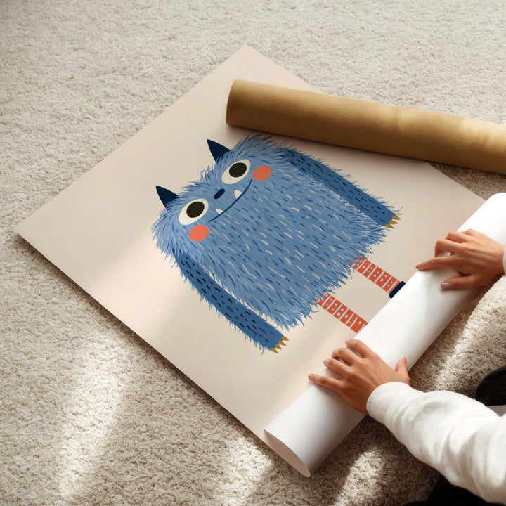Little Blue Monster Print
