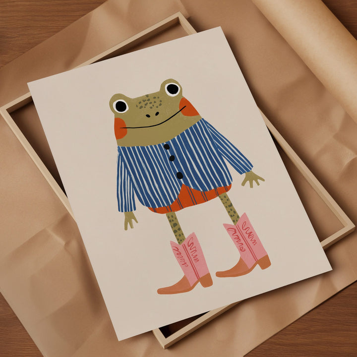 Cowboy Frog Print