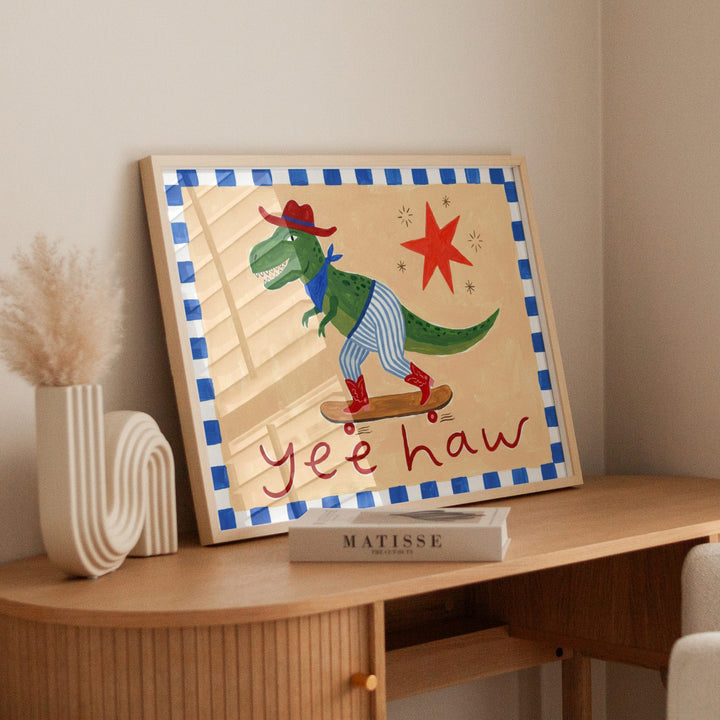Yee Haw Dinosaur Print
