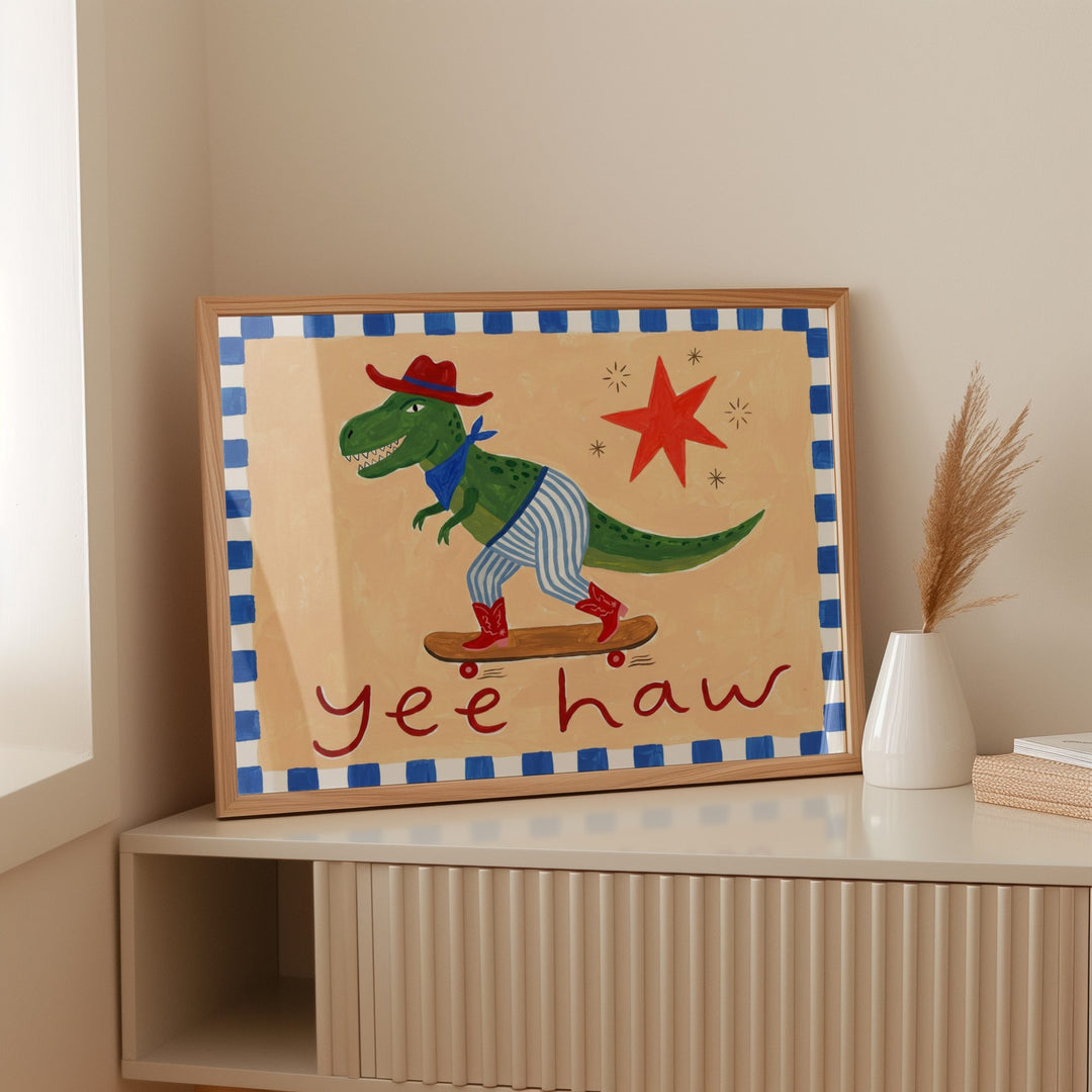 Yee Haw Dinosaur Print