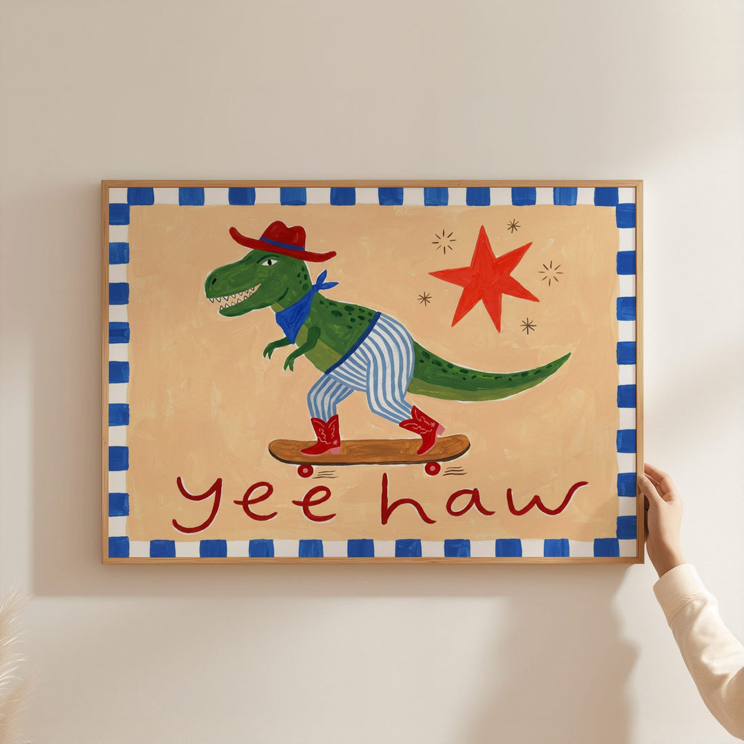 Yee Haw Dinosaur Print
