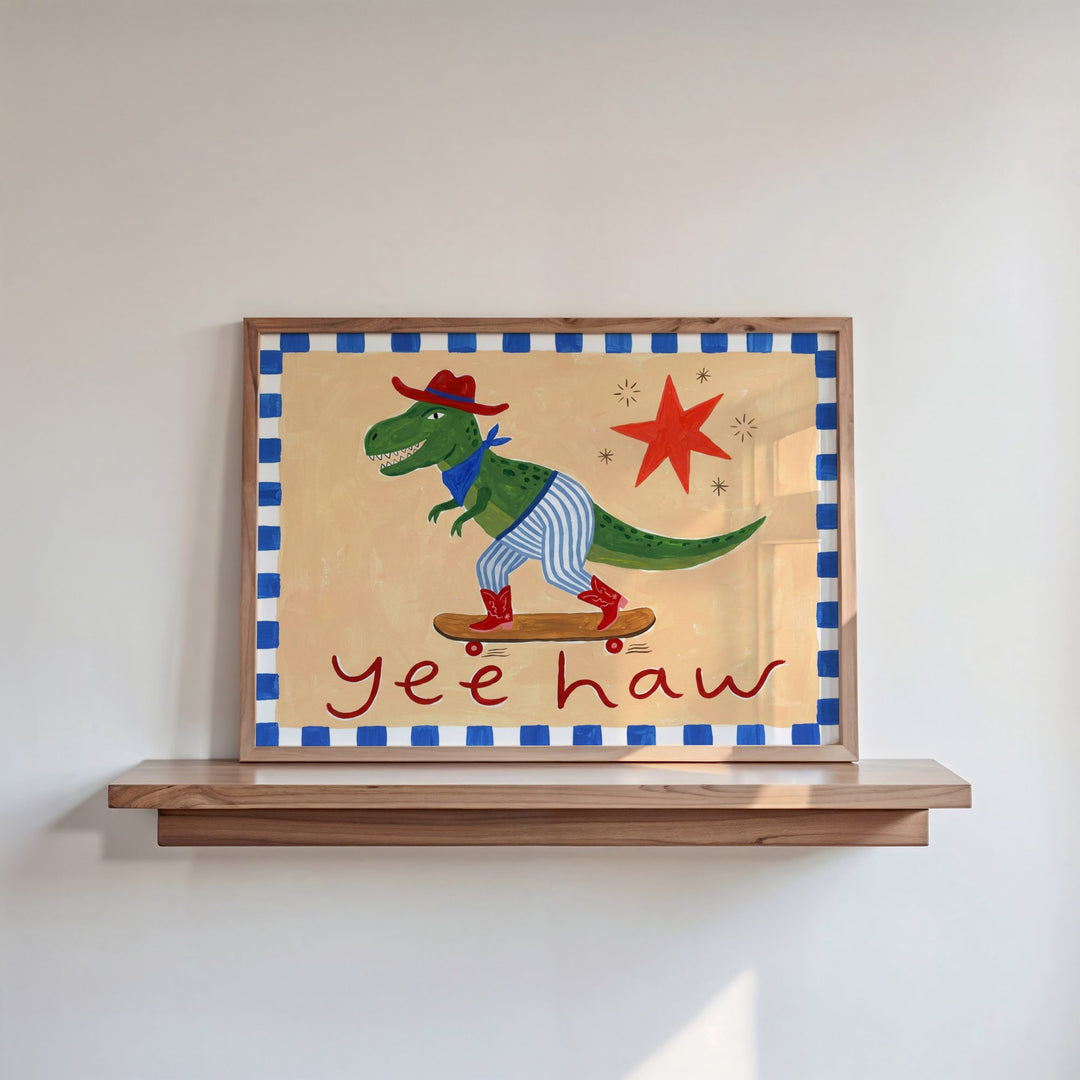 Yee Haw Dinosaur Print