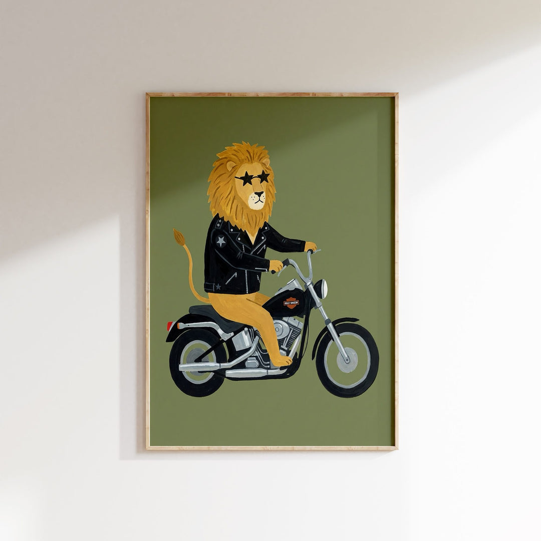 Biker Lion Print