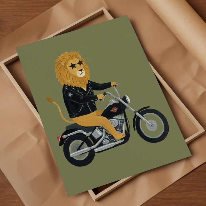 Biker Lion Print