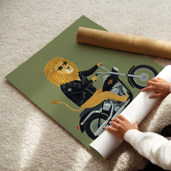Biker Lion Print