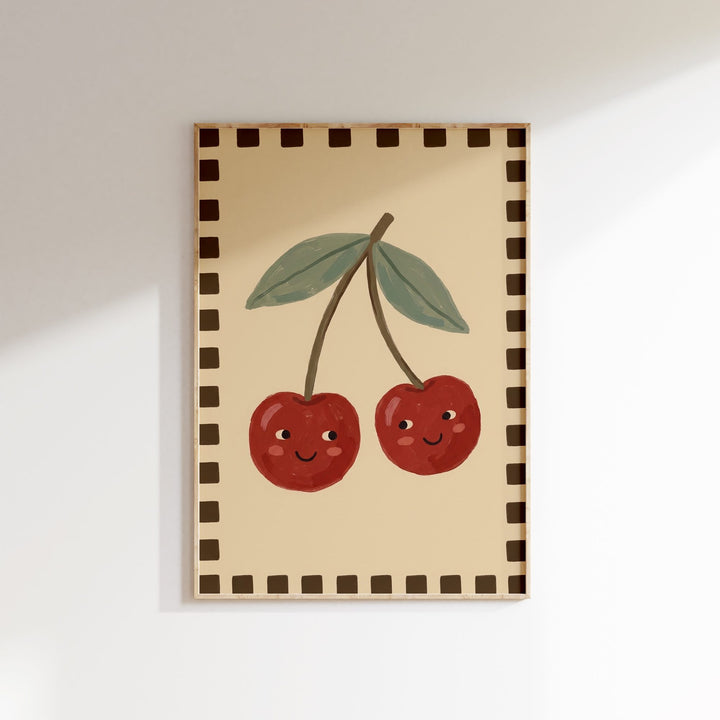 Checkered Cherries Print