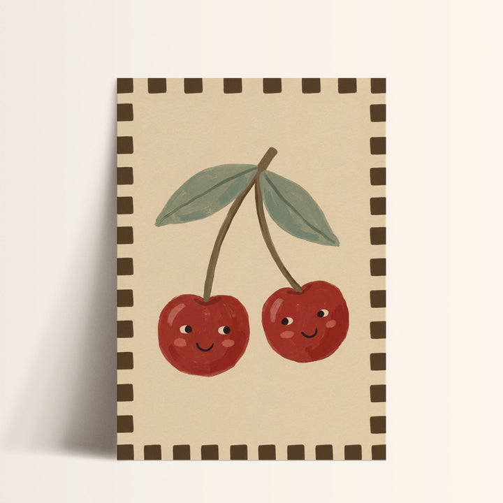 Checkered Cherries Print
