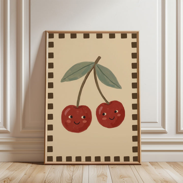 Checkered Cherries Print