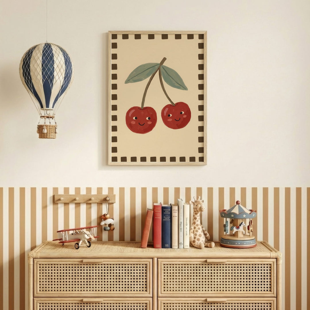 Checkered Cherries Print