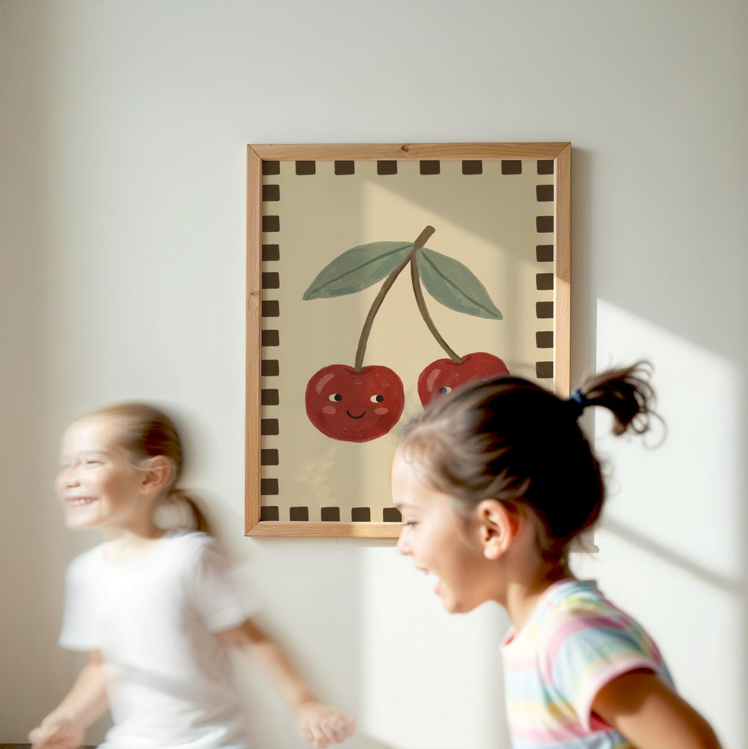 Checkered Cherries Print