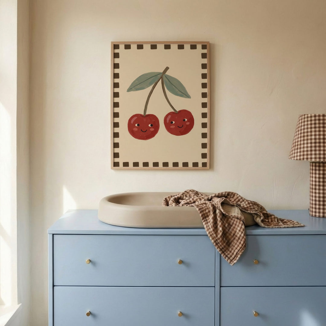Checkered Cherries Print