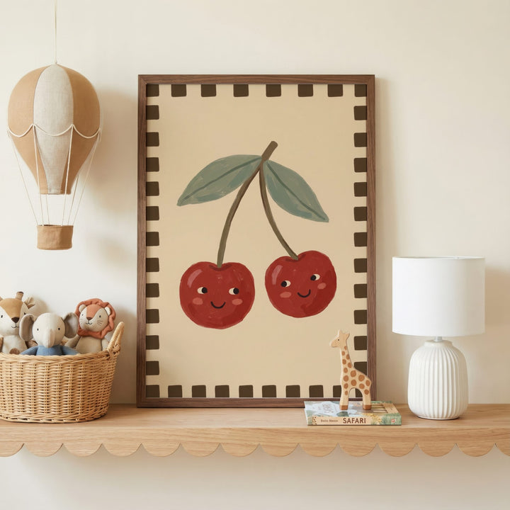 Checkered Cherries Print