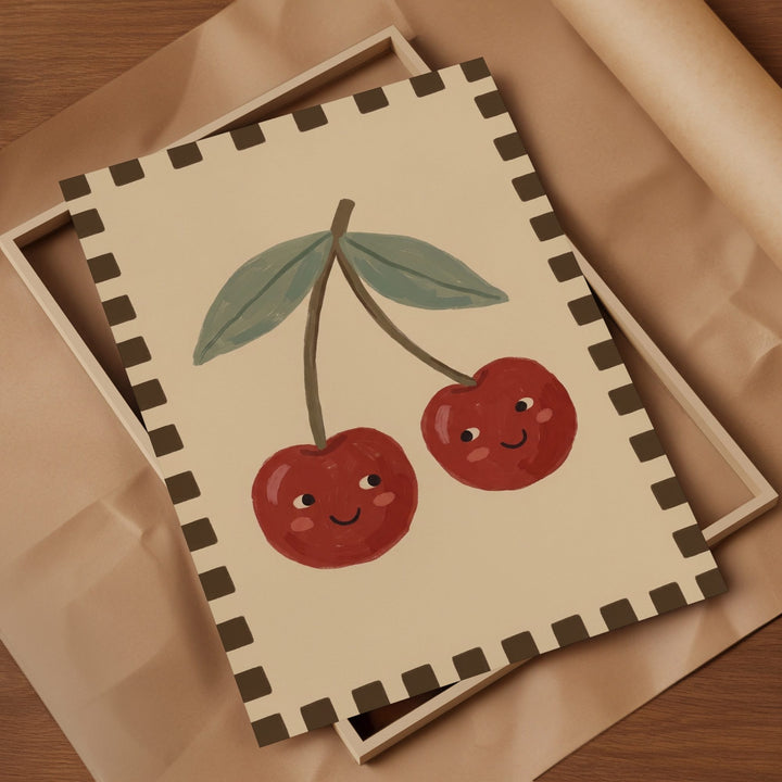 Checkered Cherries Print