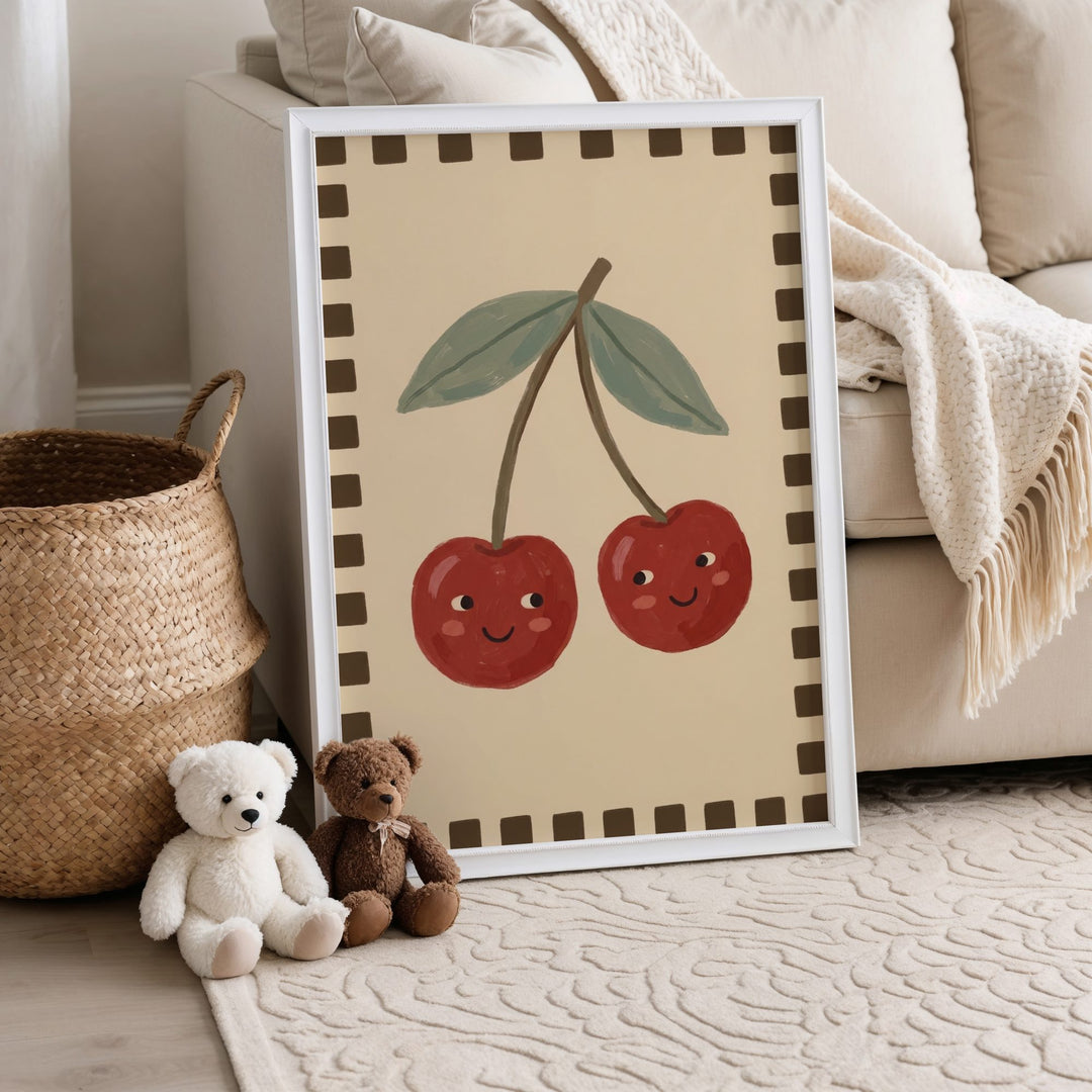 Checkered Cherries Print