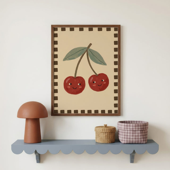 Checkered Cherries Print
