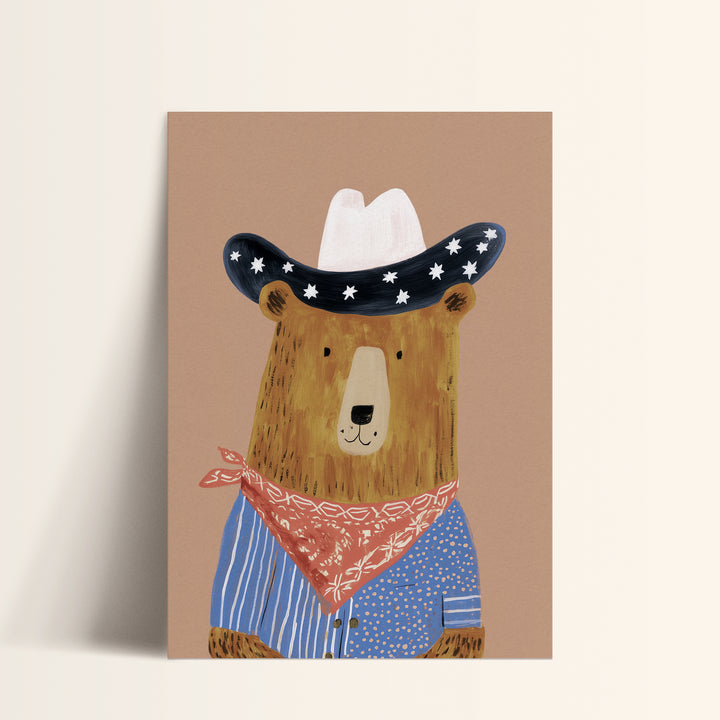 Starry Cowboy Bear Print