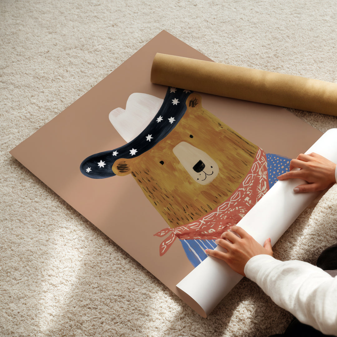 Starry Cowboy Bear Print