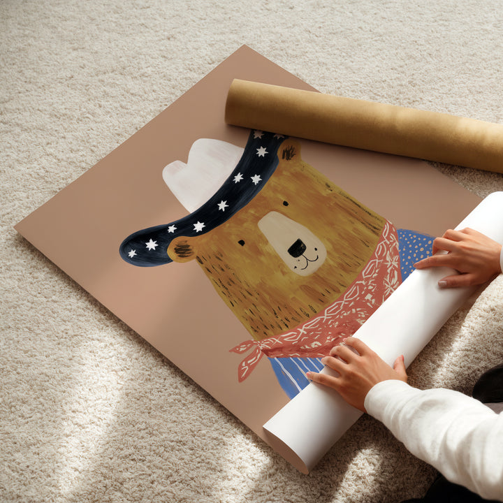 Starry Cowboy Bear Print