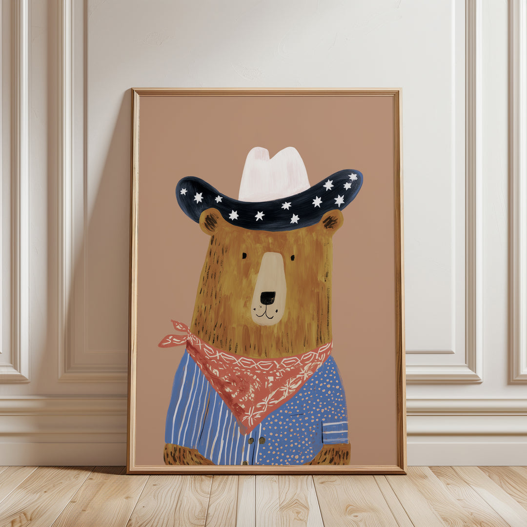 Starry Cowboy Bear Print