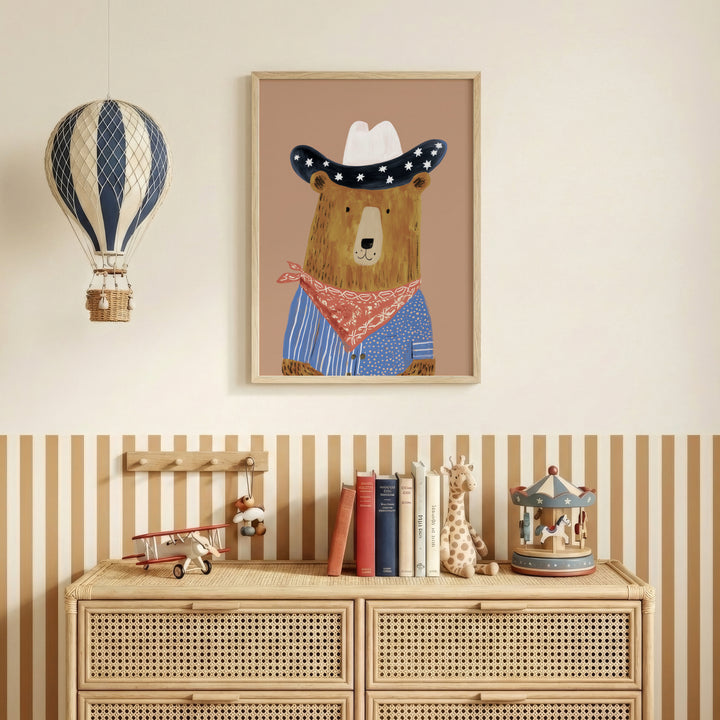 Starry Cowboy Bear Print