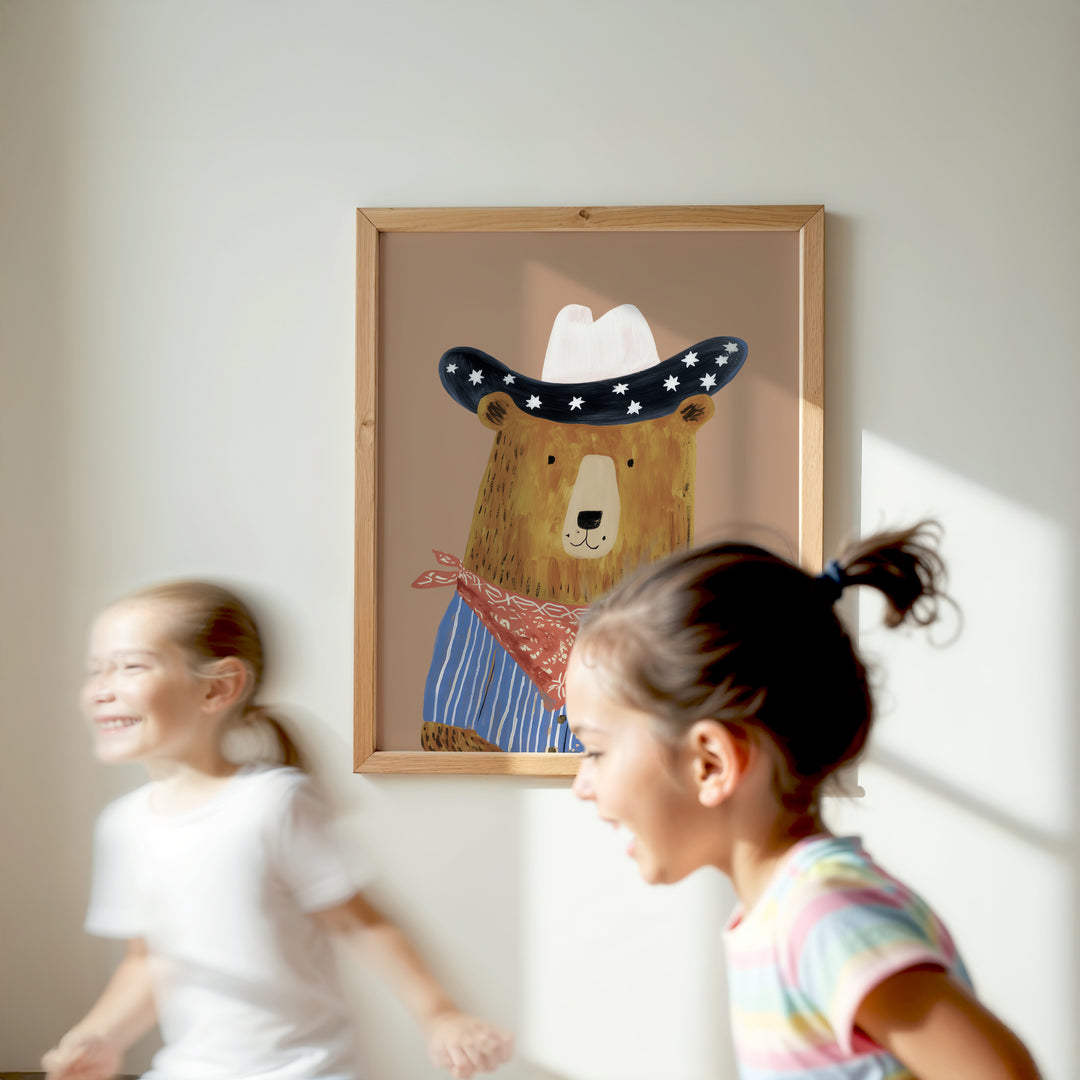 Starry Cowboy Bear Print