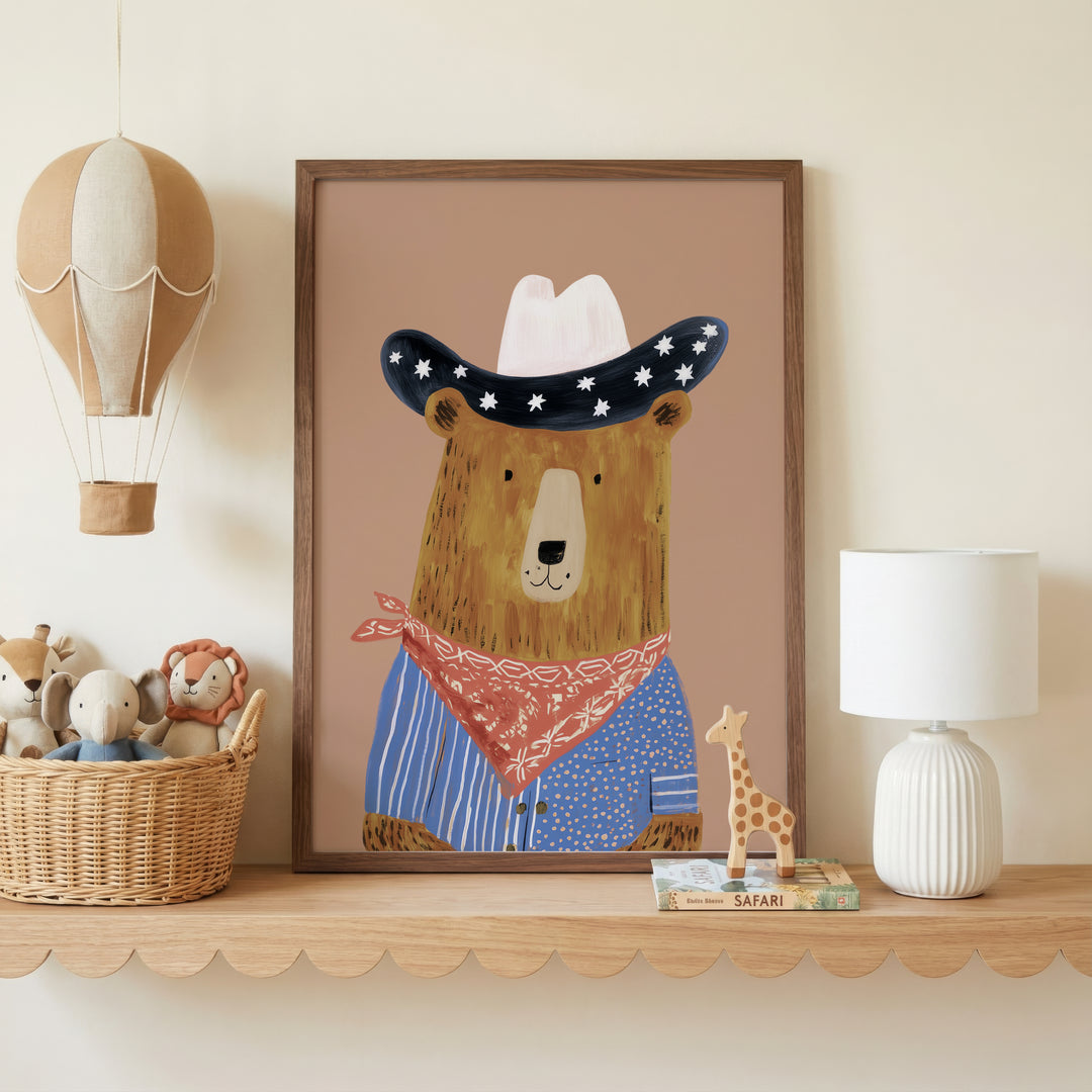 Starry Cowboy Bear Print