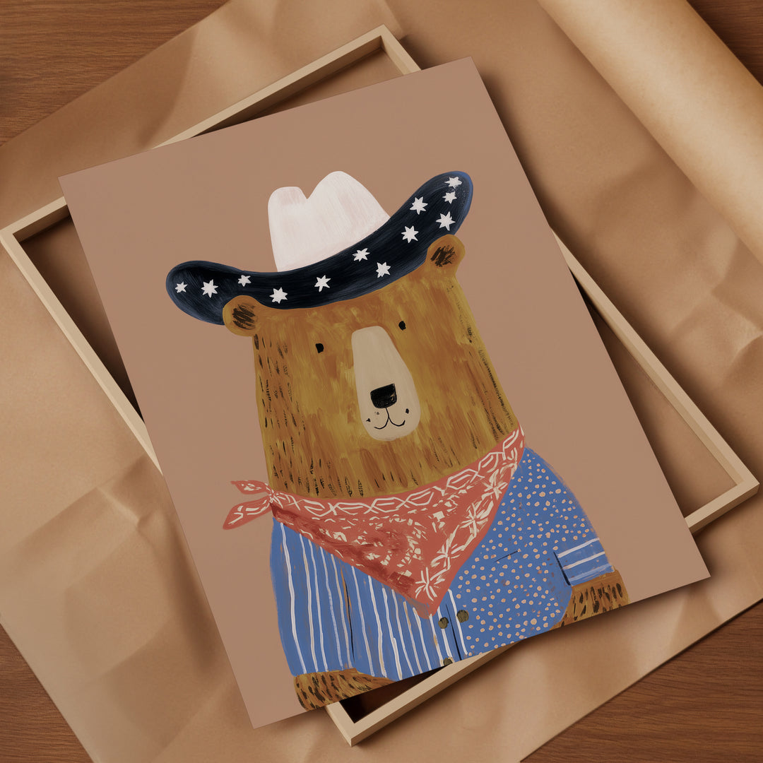 Starry Cowboy Bear Print